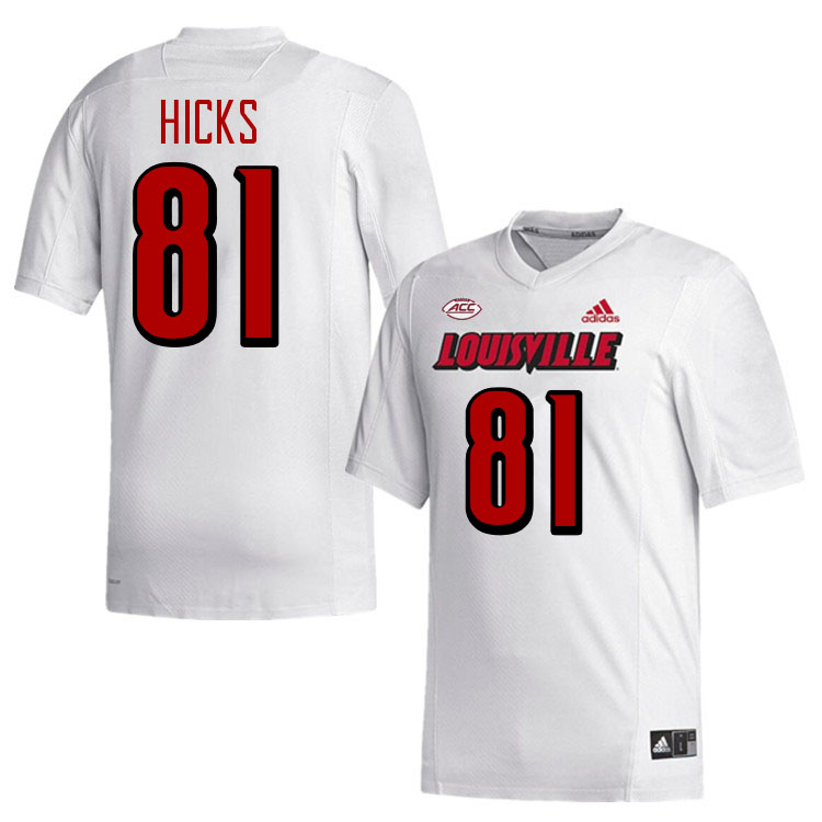 Men #81 Cataurus Hicks Louisville Cardinals College Football Jerseys Stitched-White
